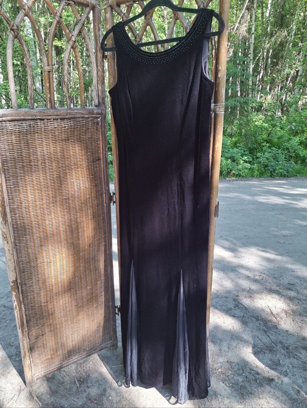 Sheri Martin Black Sleeveless Maxi Dress with Beaded Scoop Neck